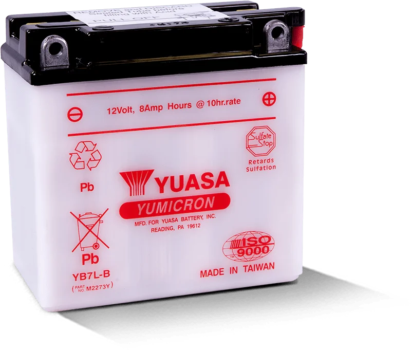 Yuasa YB7L-B Yumicron 12-Volt Battery - Side View