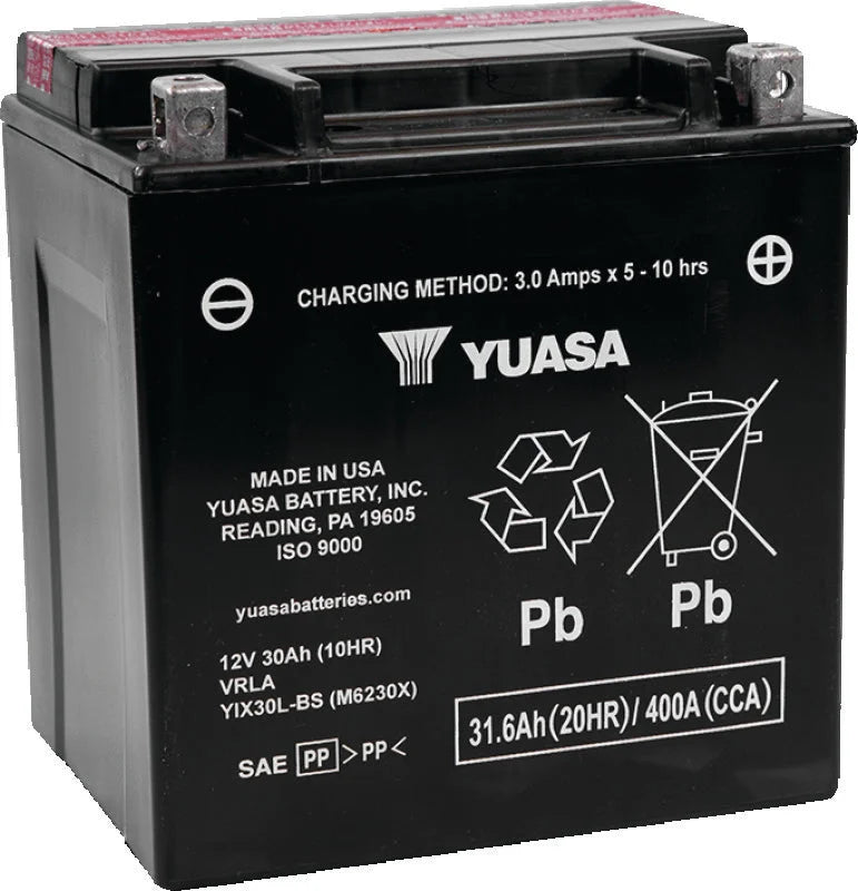 Yuasa YIX30L-BS High Performance Maintenance Free AGM 12-Volt Battery w/Bottle - Main Product View