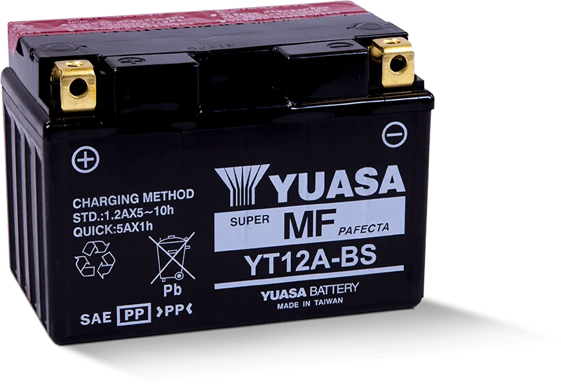 Yuasa YT12A-BS Maintenance Free AGM 12-Volt Battery w/Bottle