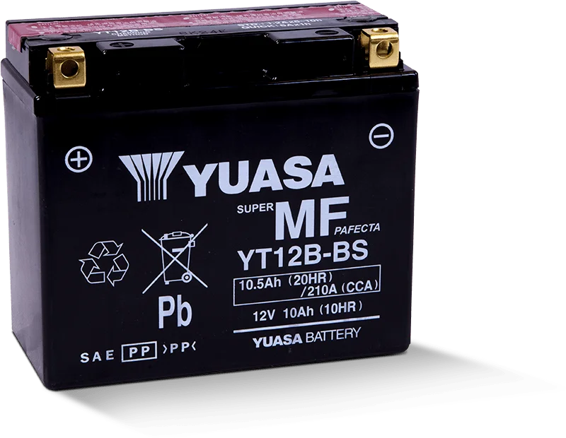 Yuasa YT12B-BS Maintenance Free 12-Volt AGM Battery w/Bottle