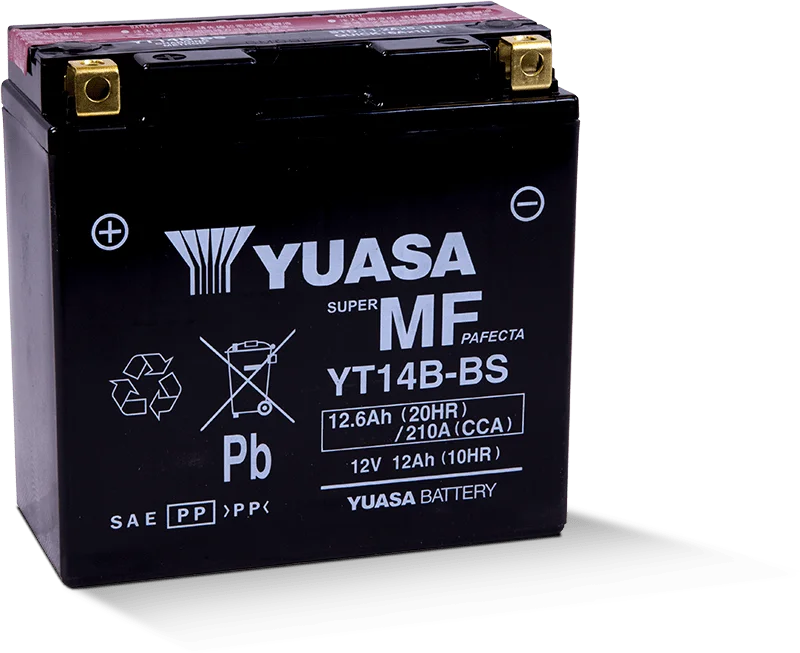 Yuasa YT14B-BS Maintenance Free 12-Volt AGM Battery w/Bottle
