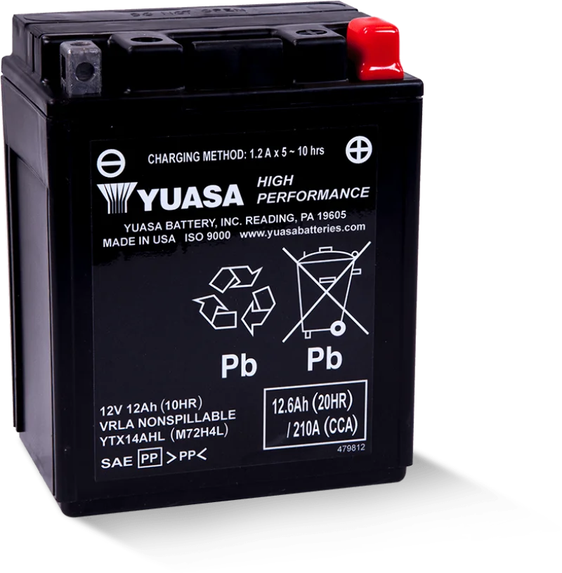 Yuasa YTX14AHL Maintenance Free AGM 12-Volt Battery