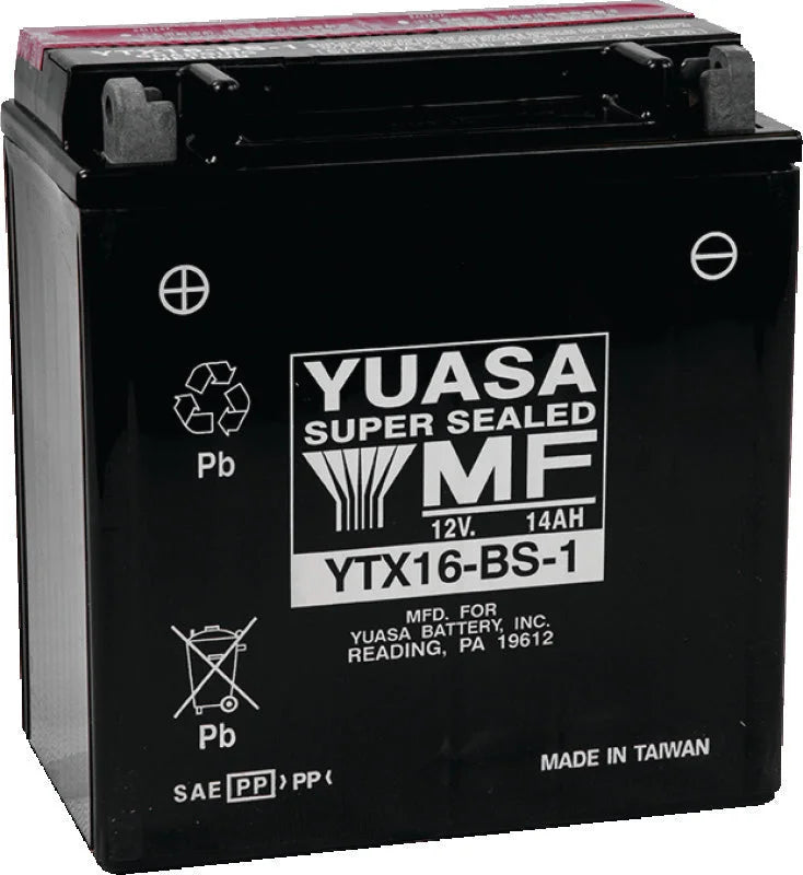 Yuasa YTX16-BS-1 Maintenance Free AGM 12-Volt Battery w/Bottle - Main Product View