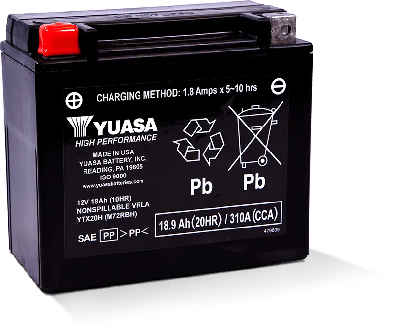 Yuasa YTX20H Maintenance Free AGM 12-Volt Battery