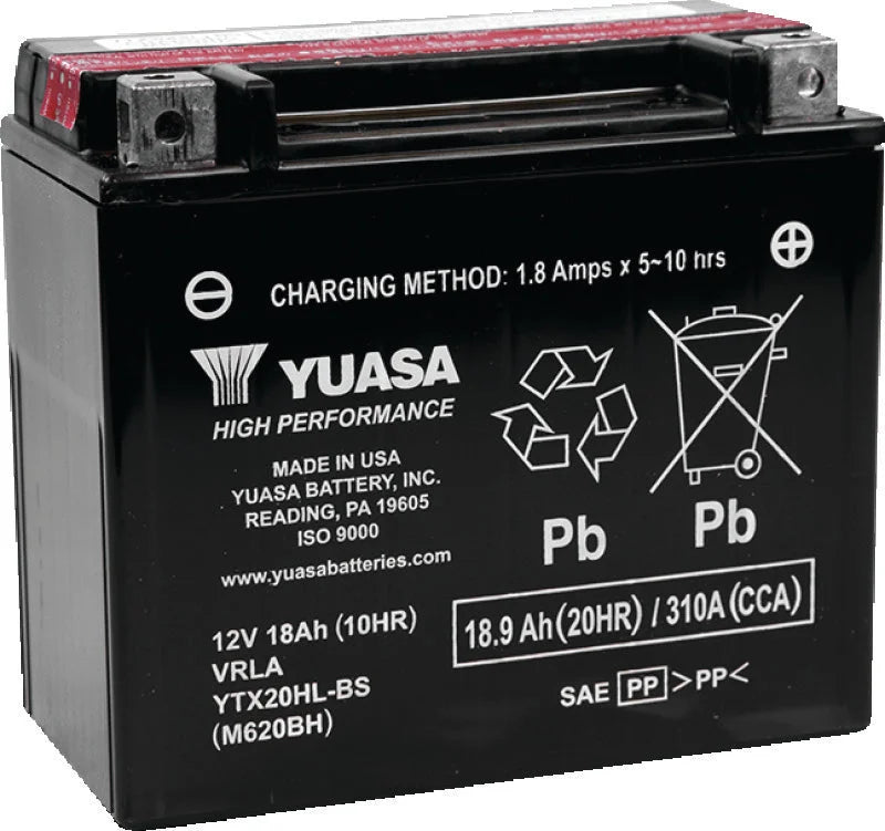 Yuasa YTX20HL-BS High Performance AGM Battery w/Bottle - Main Product View