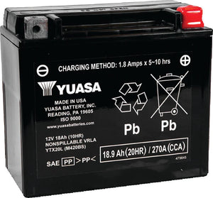 Yuasa YTX20L Maintenance Free AGM 12-Volt Battery - Main Product View