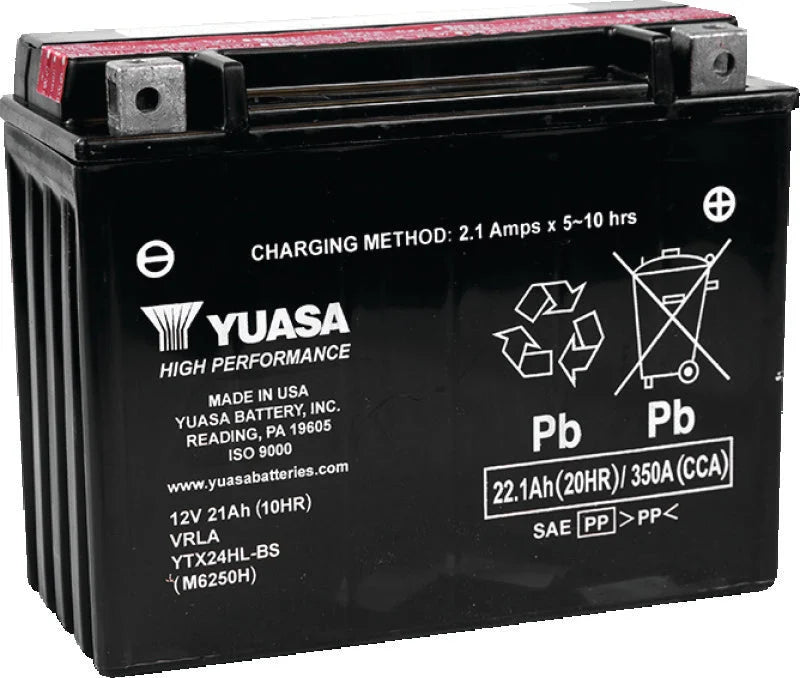Yuasa YTX24HL-BS High Performance Maintenance Free AGM 12-Volt Battery w/Bottle - Main Product View