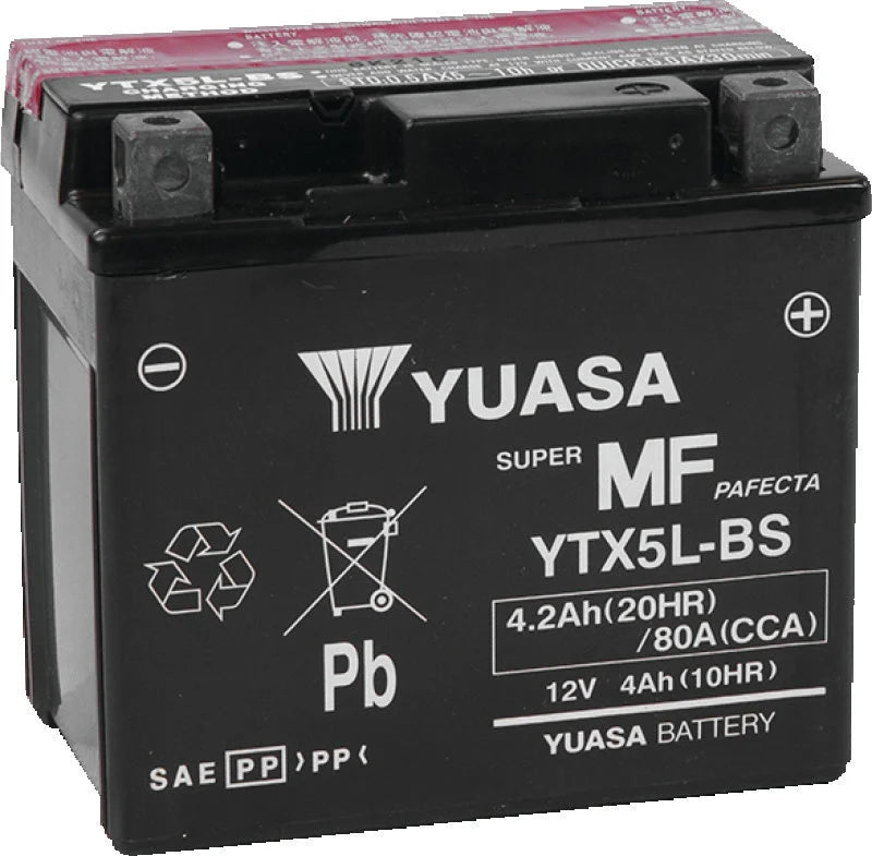 Yuasa YTX5L-BS Maintenance Free AGM 12-Volt Battery w/Bottle - Main Product View