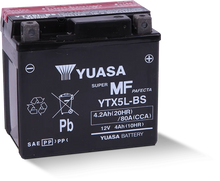 Load image into Gallery viewer, Yuasa YTX5L-BS Maintenance Free AGM 12-Volt Battery w/Bottle - Side View