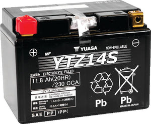 Yuasa YTZ14S Maintenance Free AGM 12-Volt Battery - Main Product View