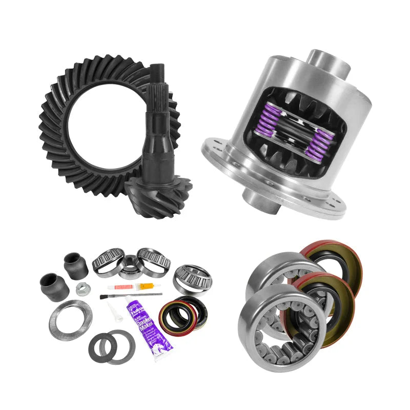 Yukon 9.75in Ford 3.55 Rear Ring & Pinion Install Kit 34 Spline Positraction 2.99in Axle Bearing - Main Product View
