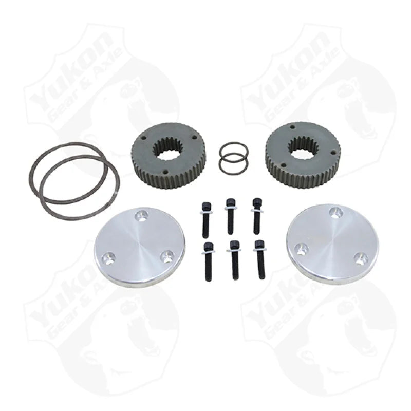 Yukon Gear Hardcore Drive Flange Kit For Dana 44 / 19 Spline Outer Stubs. Non-Engraved Caps - Side View