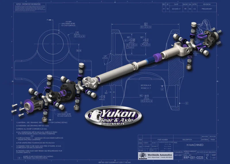 Yukon Gear Heavy Duty Driveshaft for 12-16 Jeep JK Rear 4-Door A/T Only - Detail View