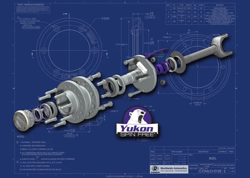 Yukon Gear Spin Free Locking Hub Conversion Kit For 10-11 Dodge 2500/3500 DRW - Back View