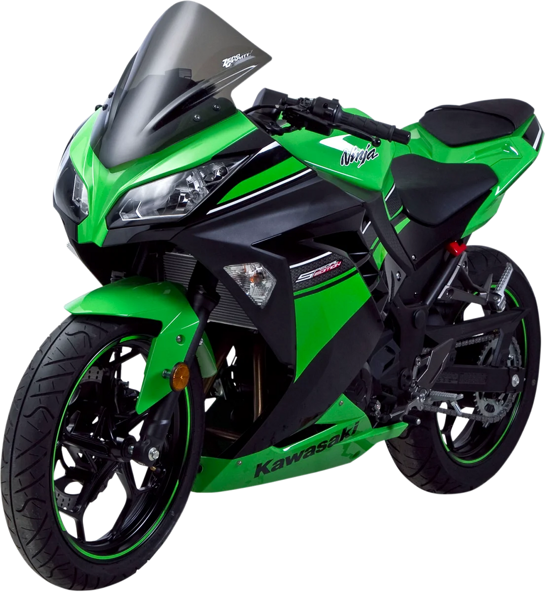 Zero G Corsa Windscreen - Smoke - Ninja 300 - Side View