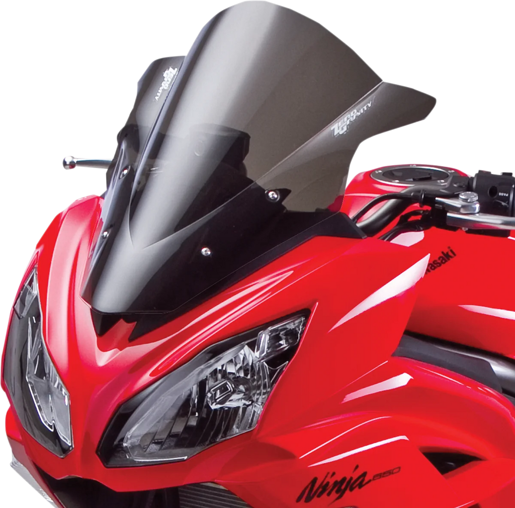 Zero G Double Bubble Windscreen - Light Smoke - Ninja 650 - Side View