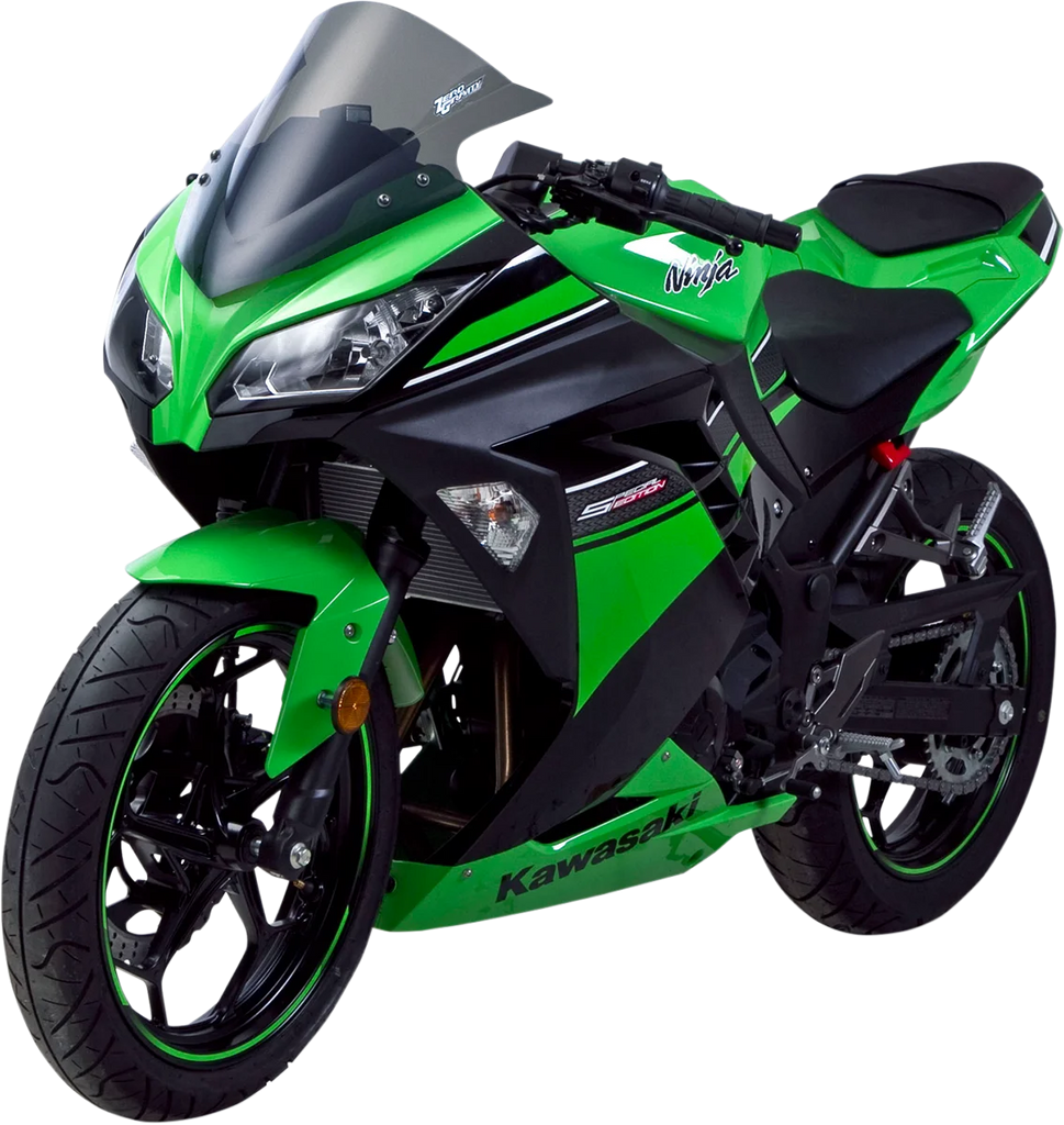 Zero G Double Bubble Windscreen - Smoke - Ninja 300 - Side View