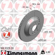 Load image into Gallery viewer, Zimmermann Coated Brake Disc 3329 fits 2008-2012 Audi TT Quattro / 2012-2013 Audi TT RS Quattro / 2009-2015 Audi TTS Quattro