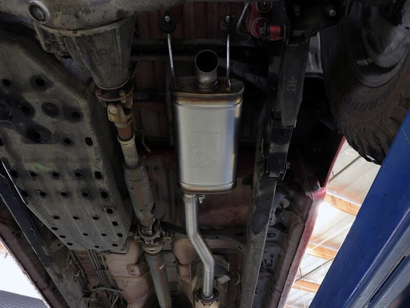 aFe 00-04 Toyota Tacoma ROCK BASHER 2.5in 409 SS Cat-Back Exhaust - L4-2.7L / V6-3.5L - Side View