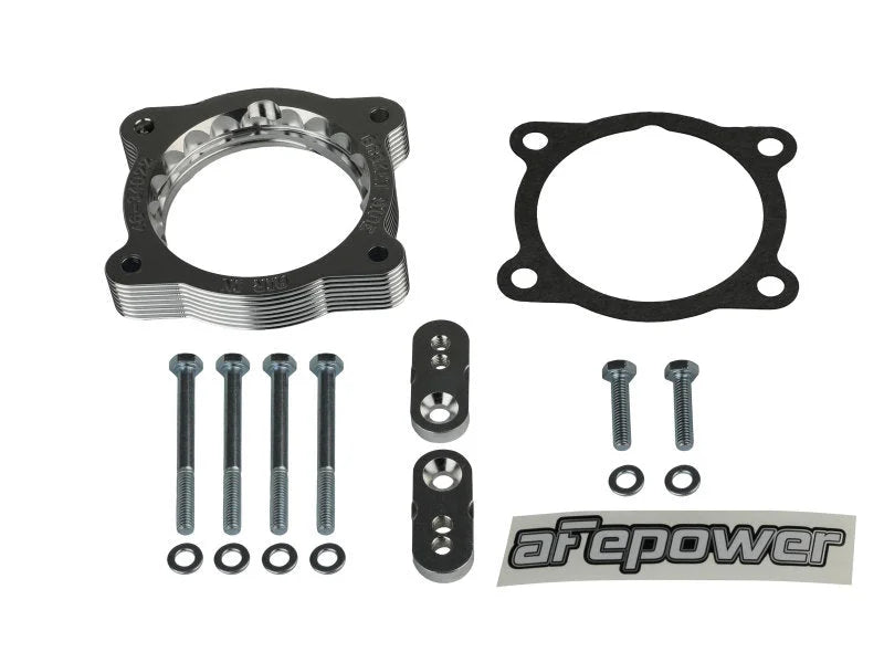 aFe 02-09 Chevrolet Trailblazer/ 02-09 GMC Envoy L6 4.2L Silver Bullet Throttle Body Spacer - Silver - Side View