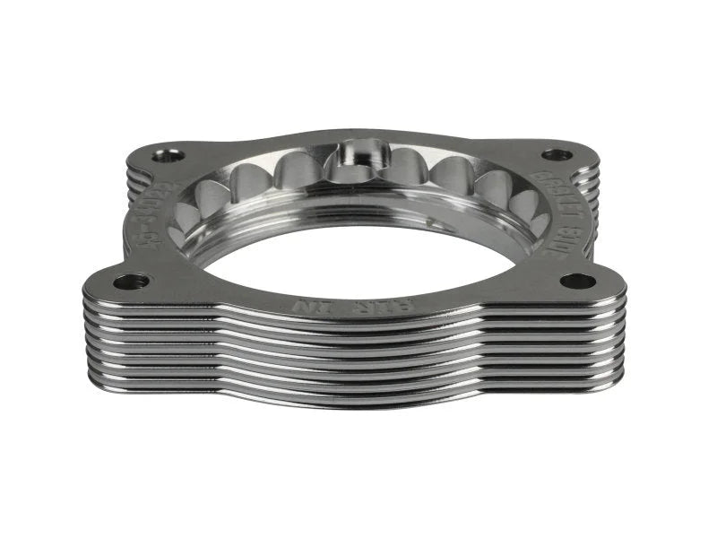 aFe 02-09 Chevrolet Trailblazer/ 02-09 GMC Envoy L6 4.2L Silver Bullet Throttle Body Spacer - Silver - Back View