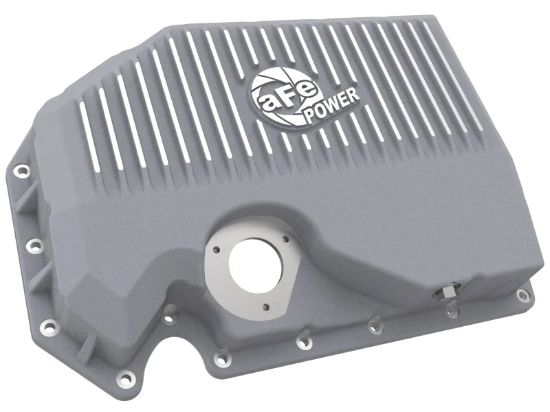 aFe 05-19 VW 1.8L/2.0L w/ Oil Sensor Engine Oil Pan Raw POWER Street Series w/ Machined Fins - Back View