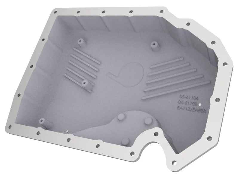 aFe 05-19 VW 1.8L/2.0L w/o Oil Sensor Engine Oil Pan Raw POWER Street Series w/ Machined Fins - Side View