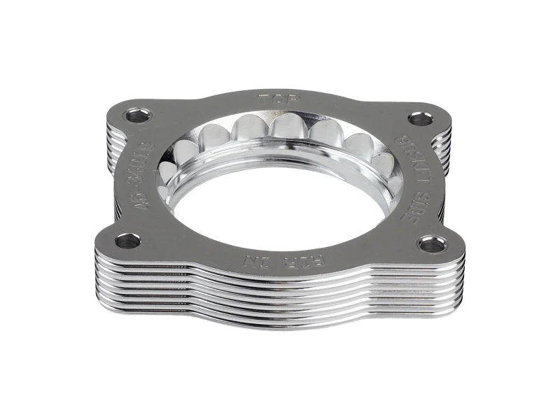 aFe 07-13 Chevrolet Silverado 1500/GMC Sierra 1500 Silver Bullet Throttle Body Spacer - Silver - Back View