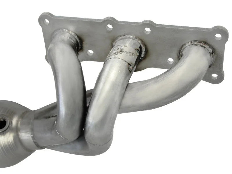 aFe 08-13 BMW 128i (E82/88) L6 3.0L Twisted Steel 304 Stainless Steel Long Tube Header w/ Cat - Installation View
