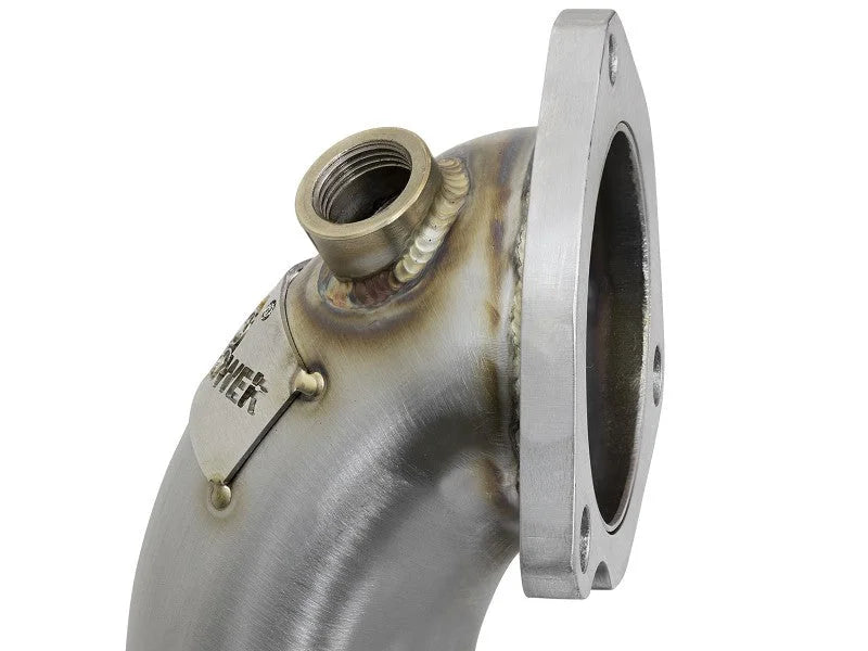 aFe 09-13 MINI Cooper S (R56) L4 1.6L (t) Twisted Steel Down Pipe 2-1/2in 304 Stainless Steel w/ Cat - Back View