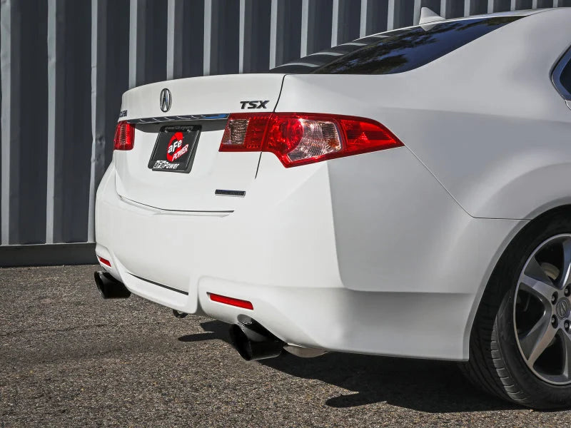 aFe 09-14 Acura TSX L4 2.4L Takeda 2-1/2in To 2-1/4in 304 SS Cat-Back Exhaust System w/ Black Tip - Side View