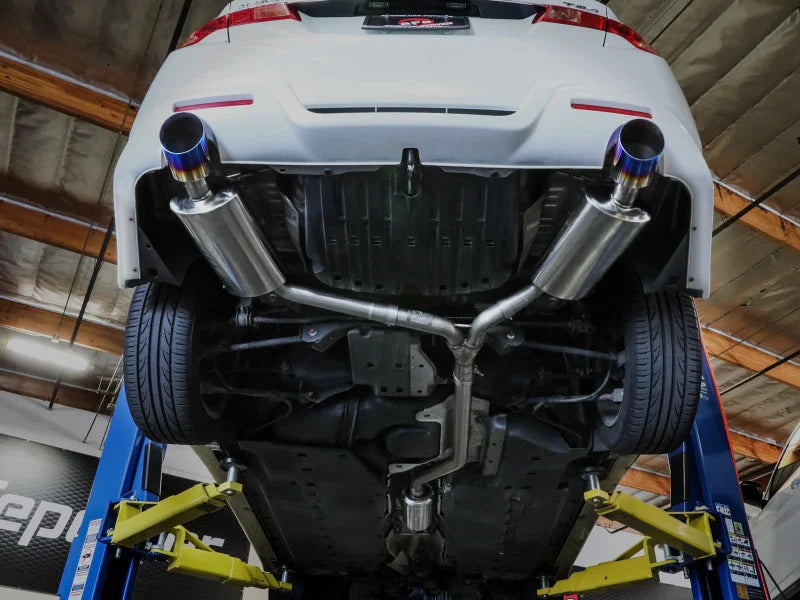 aFe 09-14 Acura TSX L4 2.4L Takeda 2-1/2in to 2-1/4in 304 SS Cat-Back Exhaust System w/BlueFlame Tip - Side View