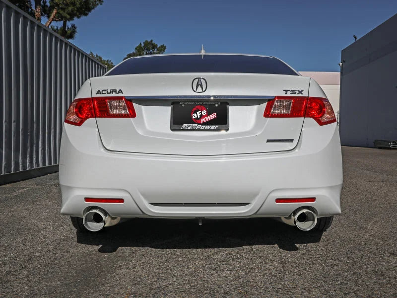 aFe 09-14 Acura TSX L4 2.4L Takeda 2-1/2in to 2-1/4in 304 SS Cat-Back Exhaust System w/Polished Tips - Back View