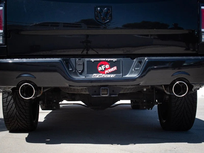 aFe 09-18 Ram 1500 V8 5.7L Hemi Gemini XV 3in 304 SS Cat-Back Exhaust w/ Polished Tips - Back View