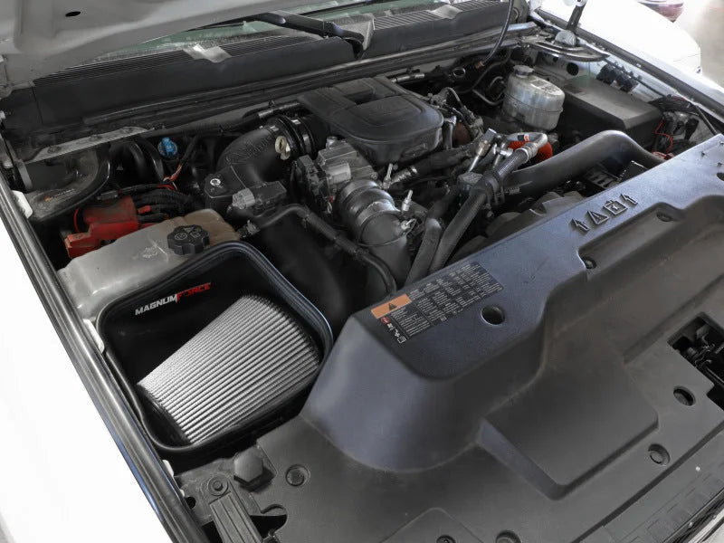 aFe 11-16 GM Silverado / Sierra 2500/3500HD (6.6L V8) MagnumFORCE Intake Stage-2 Pro DRY S - Side View