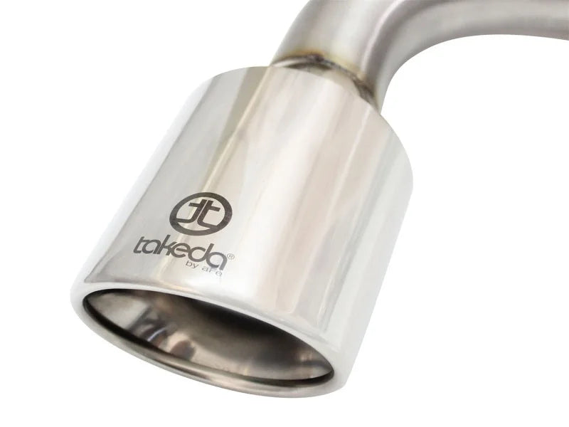 aFe 11-16 Scion TC L4-2.5L 304SS 2-1/4in to 2-1/2in Axle-Back Takeda Exhaust w/ Polished Tip - Back View