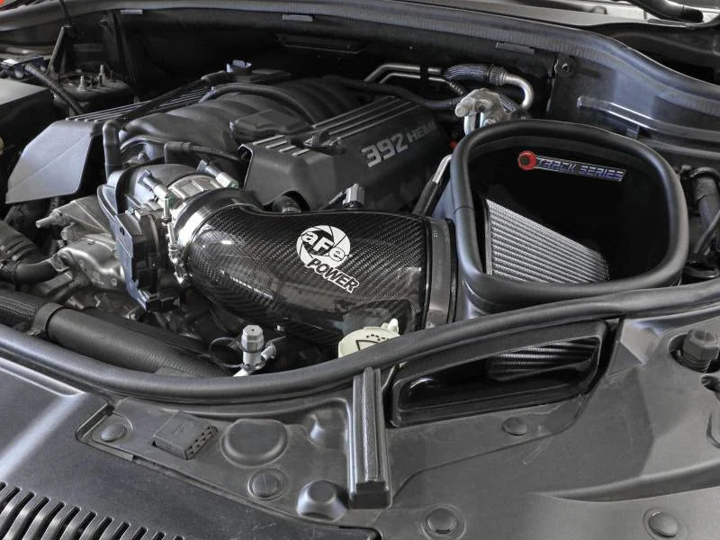 aFe 12-21 Jeep Grand Cherokee 6.4L Track Series Carbon Fiber Cold Air Intake w/Pro Dry S Filter - Side View