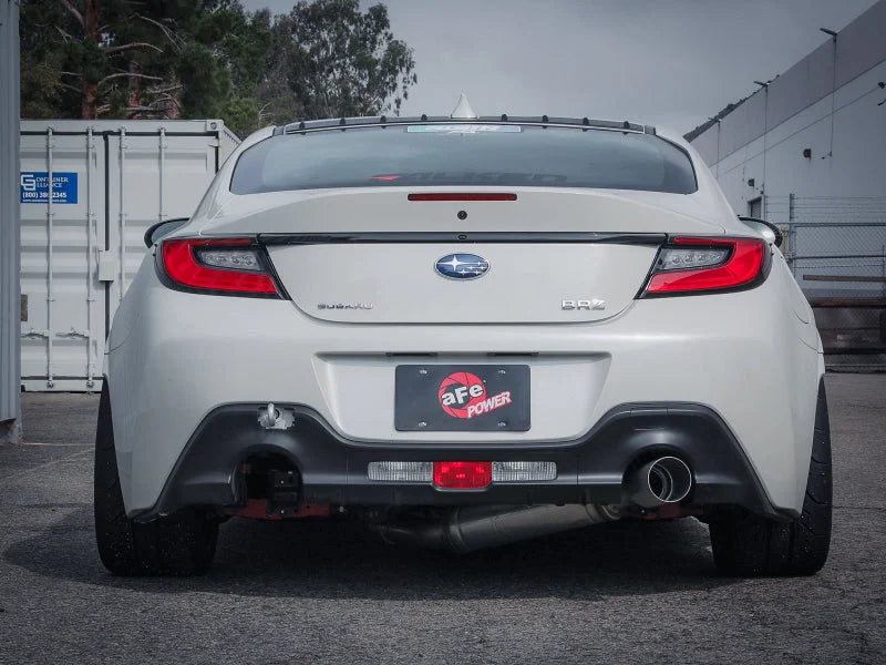 aFe 13-22 Toyota GR86/FR-S/BRZ H4-2.0L/2.4L Takeda 3in 304 SS Cat-Back Exhaust System w/ Brushed Tip - Back View