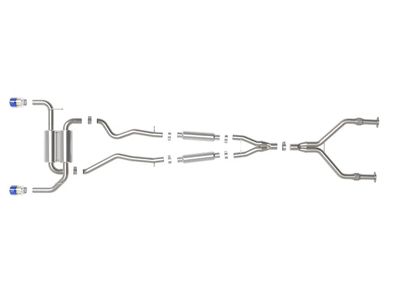 aFe 14-15 Infiniti Q50 V6 3.7L Takeda 2-1/2in 304 SS Cat-Back Exhaust System w/ Blue Flame Tips - Additional View 5