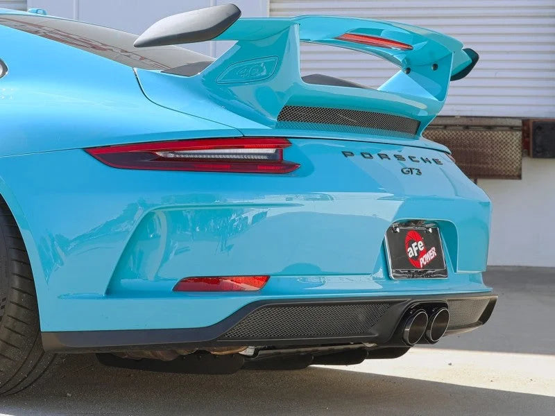 aFe 14-16 Porsche 911 GT3 991.1 H6 3.8L MACH Force-Xp 304 SS Cat-Back Exhaust System w/ Carbon Tips - Side View