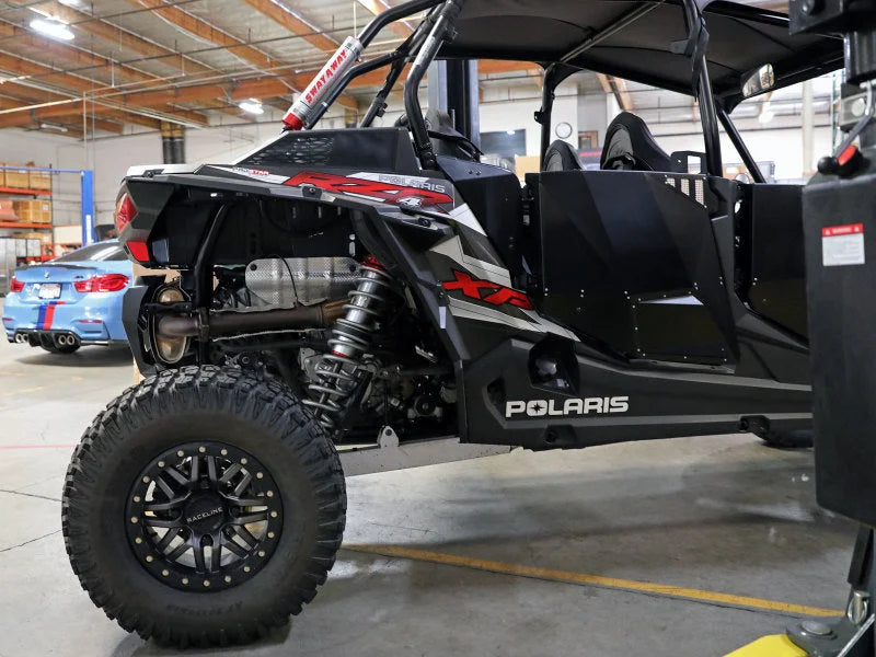 aFe 14-19 Polaris RZR 925/1000cc Sway-A-Way 3.0 Rear Coilover Kit w/ Remote Reservoirs and Comp Adj - Side View