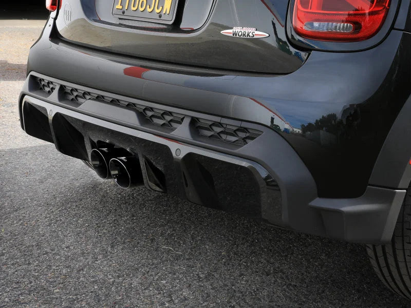 aFe 14-24 Mini Cooper S MACH Force-Xp 3in to 2-1/2in 304SS Cat-Back Exhaust w/ Black Tip - Back View