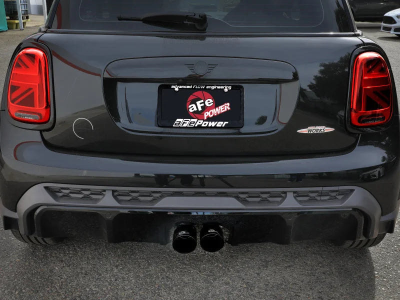 aFe 14-24 Mini Cooper S MACH Force-Xp 3in to 2-1/2in 304SS Cat-Back Exhaust w/ Black Tip - Installation View