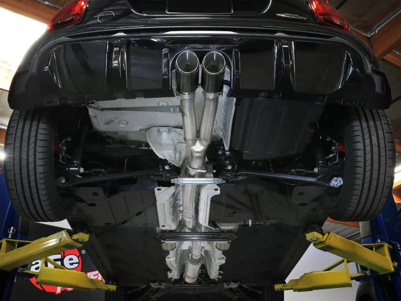 aFe 14-24 Mini Cooper S MACH Force-Xp 3in to 2-1/2in 304SS Cat-Back Exhaust w/ Carbon Fiber Tip - Installation View