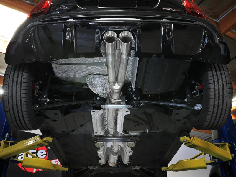 aFe 14-24 Mini Cooper S MACH Force-Xp 3in to 2-1/2in 304SS Cat-Back Exhaust w/ Polished Tip - Side View