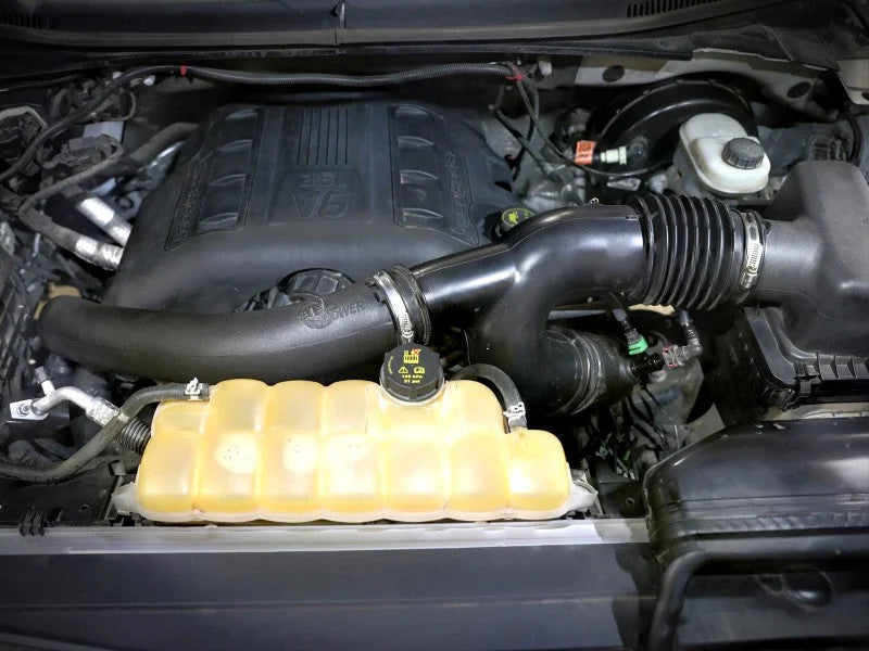 aFe 15-16 Ford F150 V6 3.5L Turbo Inlet Pipes - Black - Back View