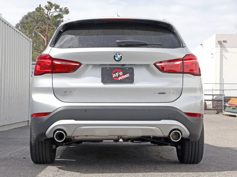 aFe 15-21 BMW X1 F48 L4 2.0L (t) MACH Force-Xp 3 to 2-1/2 IN SS Axle-Back Exhaust w/Polished Tip - Back View