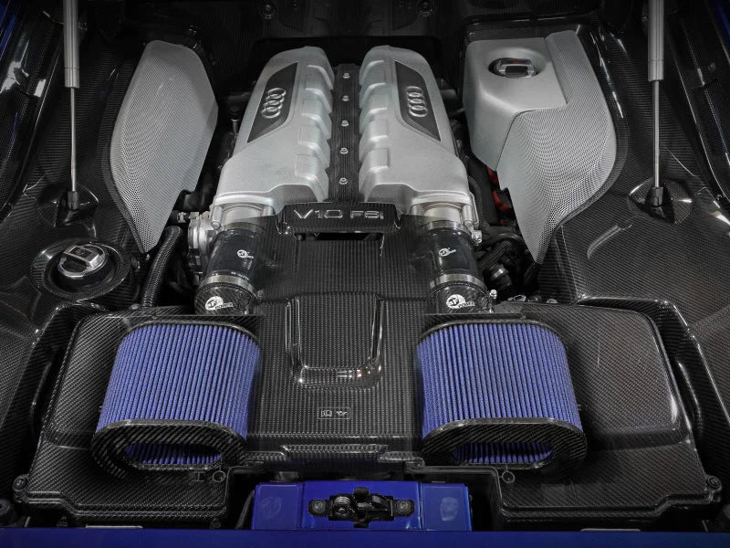 aFe 15-21 Lamborghini Huracan V10-5.2L Track Series Intake System w/ Pro 5R Filter - Side View