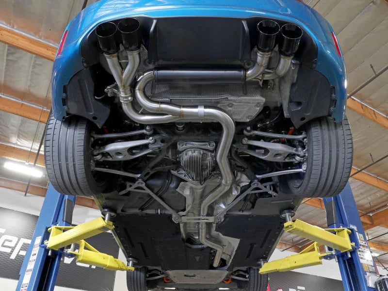 aFe 16-18 BMW M2 L6-3.0L MACH Force-Xp 3in to 2.5in 304 SS Cat-Back Exhaust System-Quad Polish Tips - Installation View