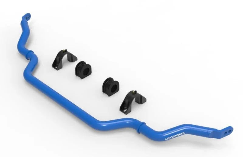 aFe 16-21 Infiniti Q50/Q60 3.0L (tt) Front Sway Bar Blue - Installation View